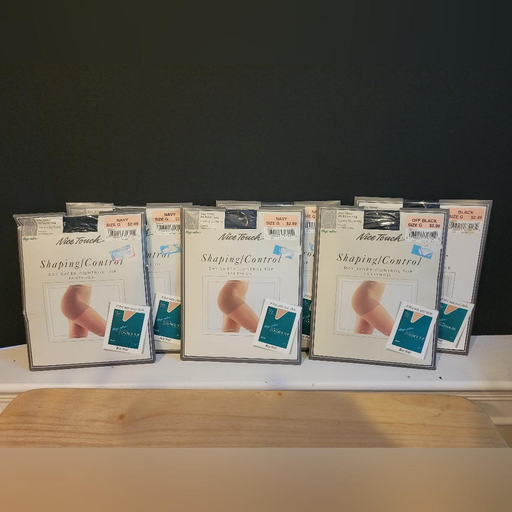 Lot of Six Vintage Sears Nice Touch Shaping Control Size G Pantyhose